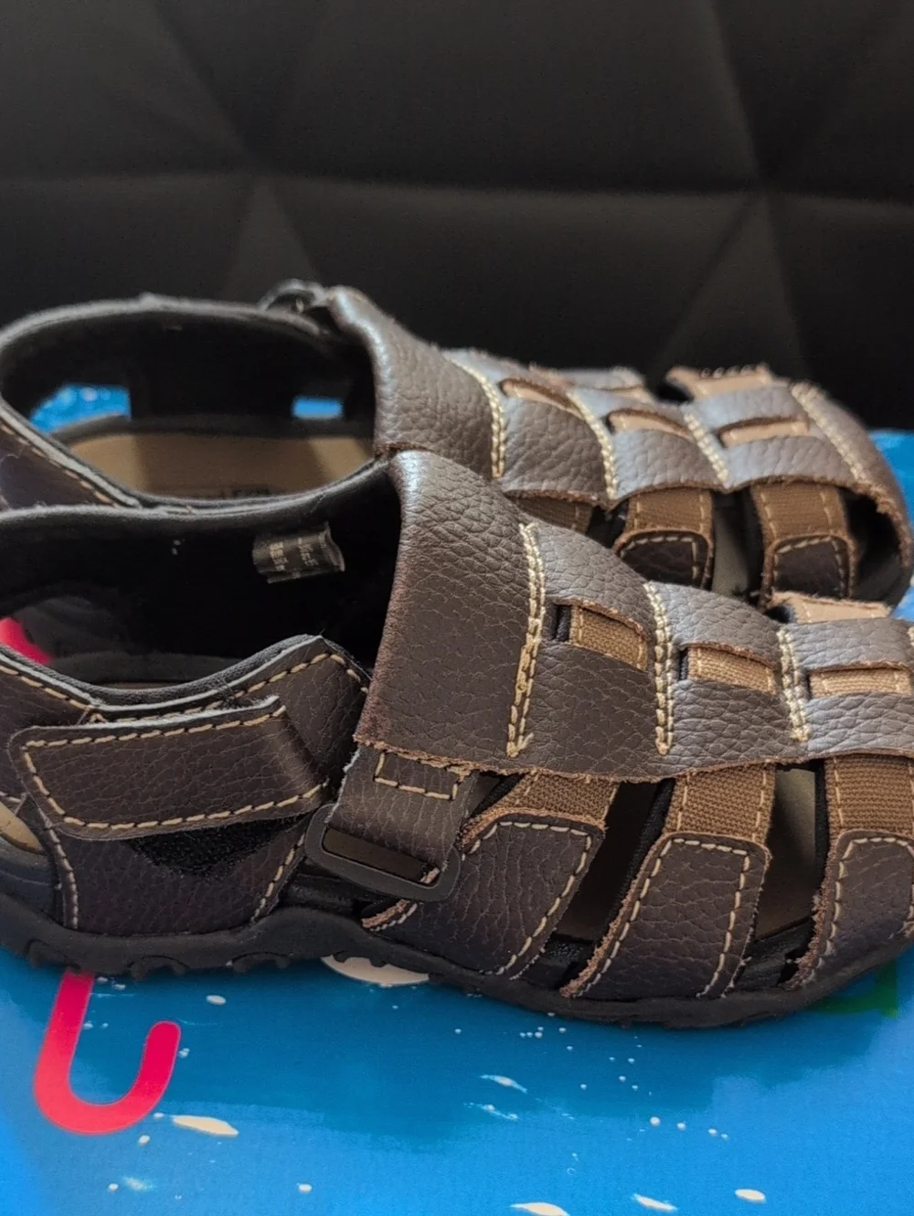 Kids Brown Closed-Toe Sandals - Comfortable Everyday Wear With Velcro Enclosure